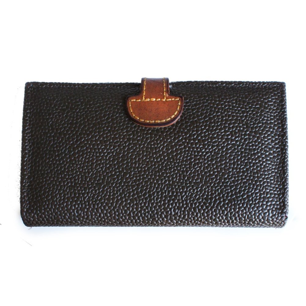 Mulberry Wallet Long Bifold Brown Caviar Leather Tan Leather Trim Vintage - Picture 4 of 10